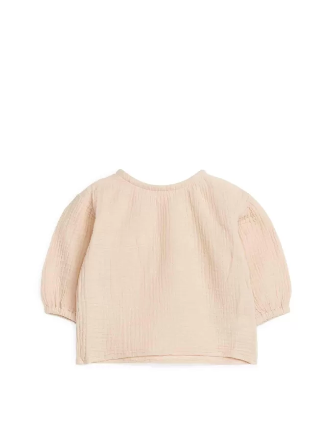 Blusa abullonada de muselina de algodón Blusa abullonada de muselina de algodón