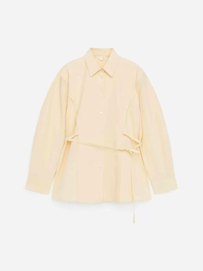 Blusa de algodón con cinturón anudado Blusa de algodón con cinturón anudado