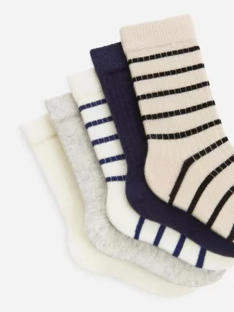 Calcetines de bebé de punto acanalado, 5 pares