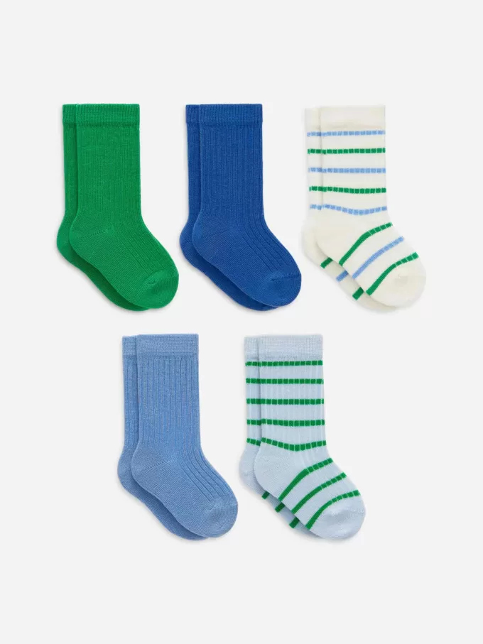 Calcetines de bebé de punto acanalado, 5 pares Calcetines de bebé de punto acanalado, 5 pares