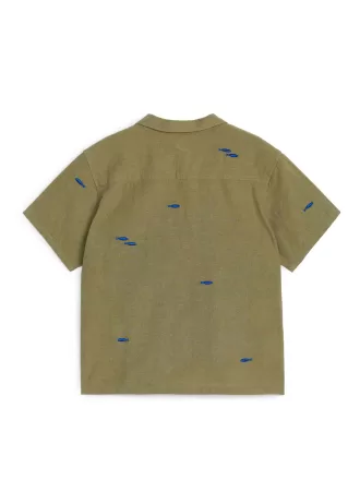 Camisa De Lino-Algodón Bordada