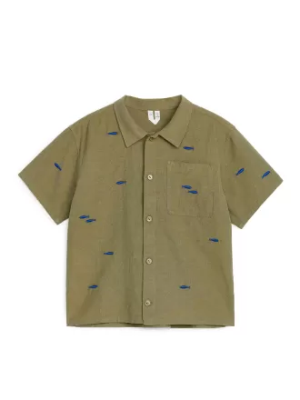 Camisa De Lino-Algodón Bordada