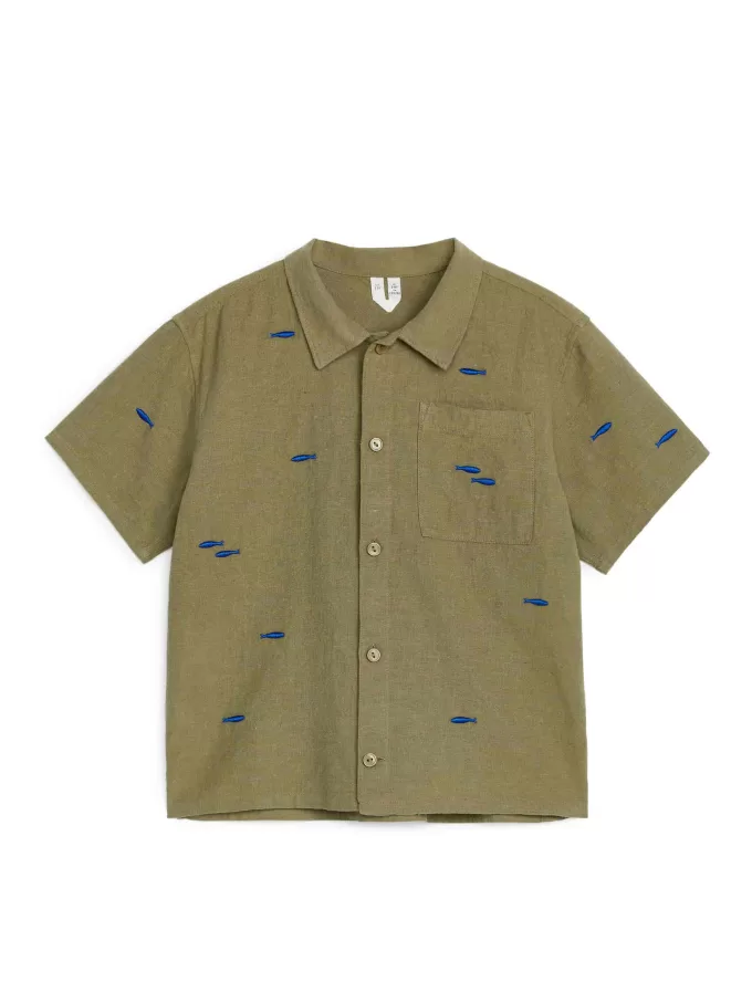 Camisa De Lino-Algodón Bordada Camisa De Lino-Algodón Bordada