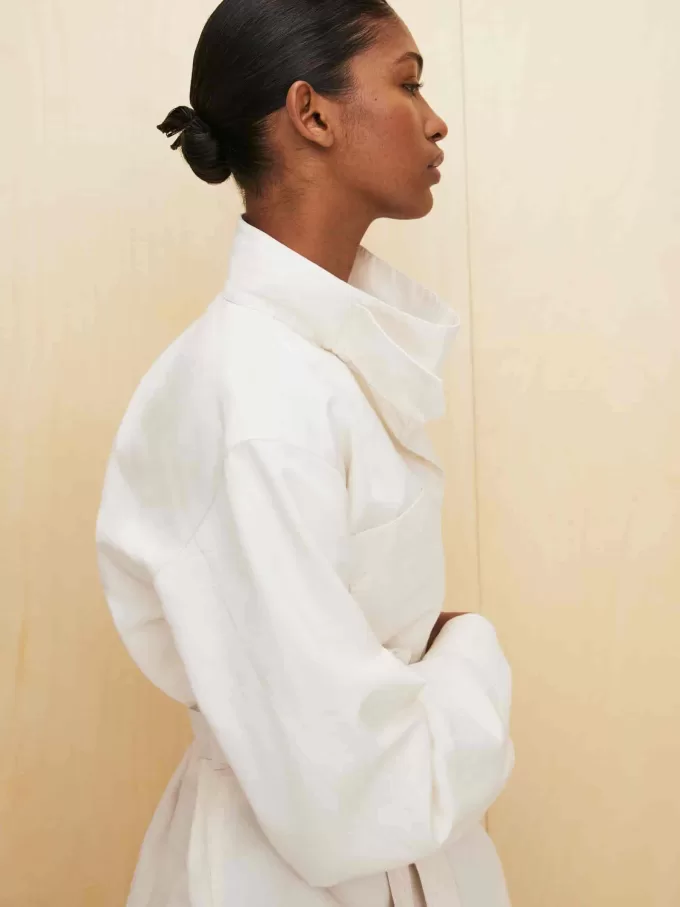 Camisa pop-over de mezcla de lino Camisa pop-over de mezcla de lino