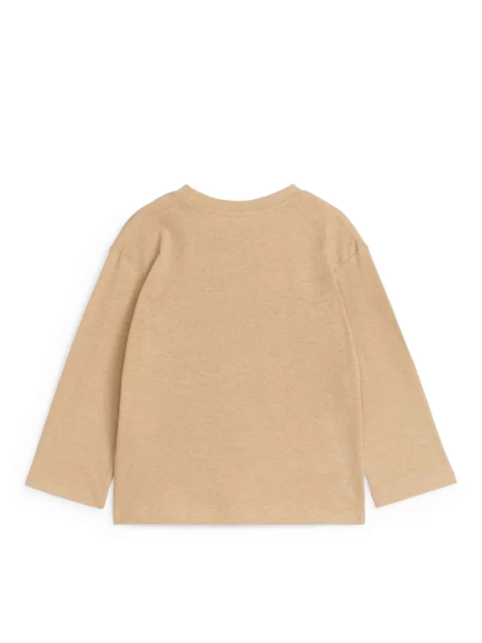 Camiseta de manga larga en mezcla de lino Camiseta de manga larga en mezcla de lino