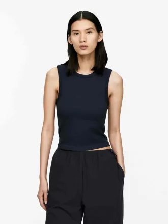 Camiseta sin mangas de canalé sin costuras