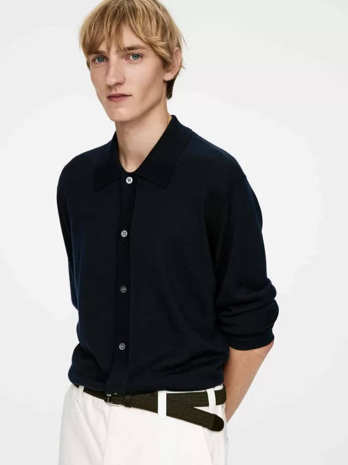 Cárdigan con cuello de lana Cárdigan con cuello de lana