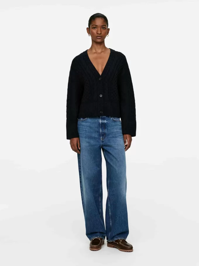 Cárdigan de lana de punto trenzado Cárdigan de lana de punto trenzado