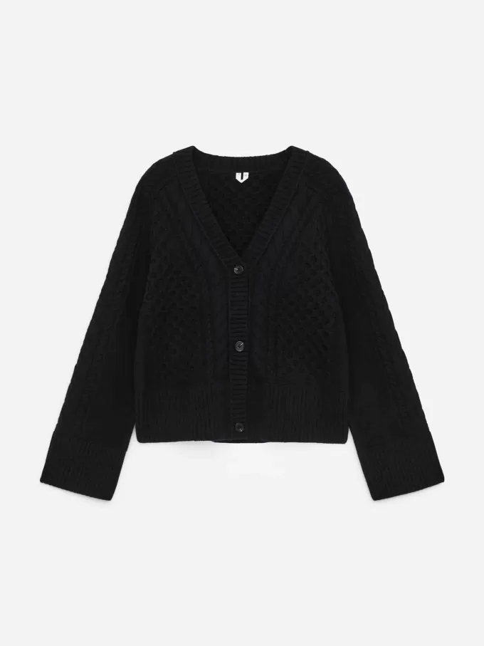 Cárdigan de lana de punto trenzado Cárdigan de lana de punto trenzado