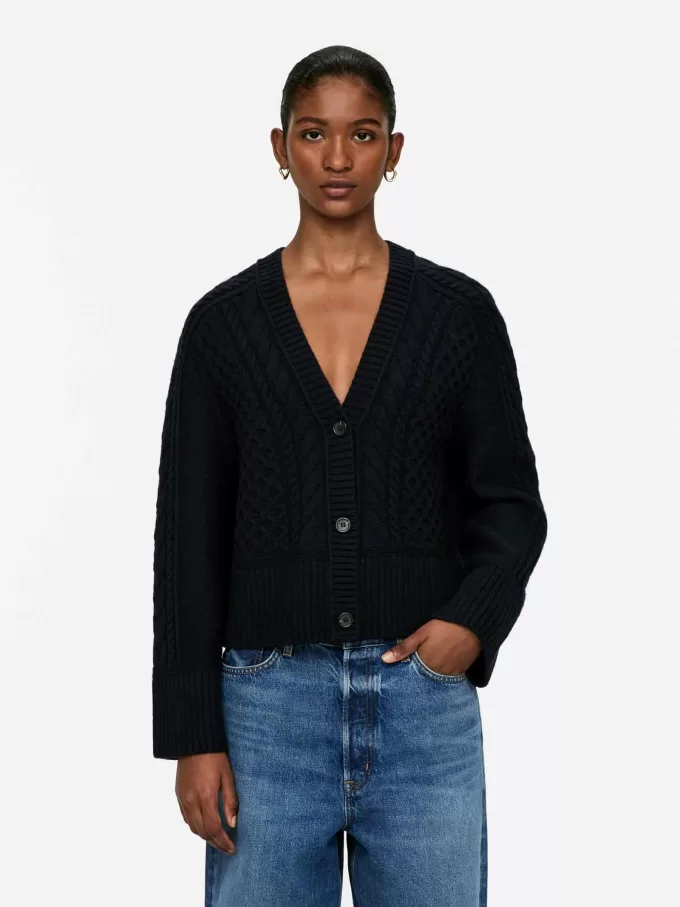 Cárdigan de lana de punto trenzado Cárdigan de lana de punto trenzado