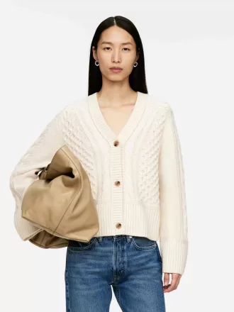 Cárdigan de lana de punto trenzado