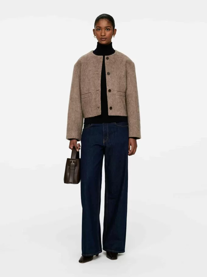 Chaqueta de mezcla de lana cepillada Chaqueta de mezcla de lana cepillada