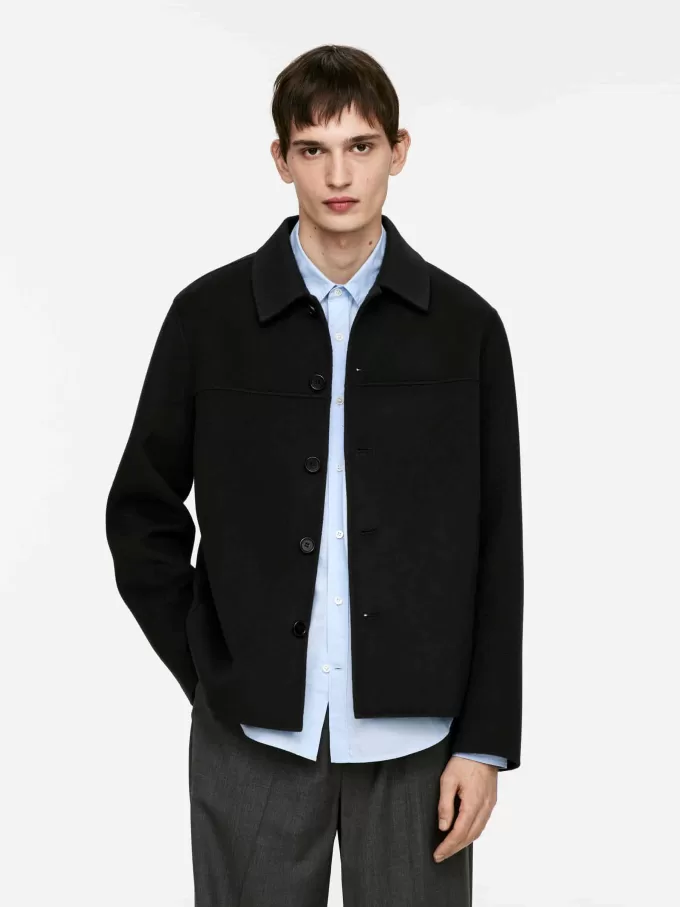 Chaqueta de mezcla de lana de doble cara