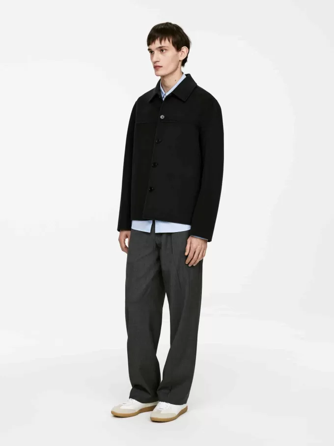 Chaqueta de mezcla de lana de doble cara