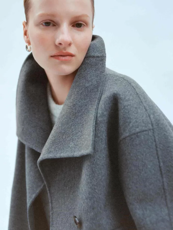 Chaqueta doble de mezcla de lana Chaqueta doble de mezcla de lana