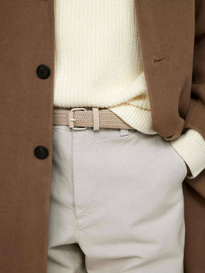 Cinturón con detalles de cuero trenzado Cinturón con detalles de cuero trenzado