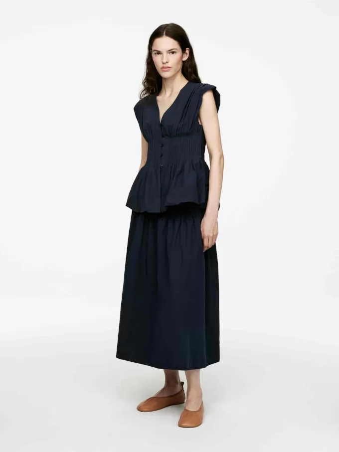 Falda de algodón con pliegues Falda de algodón con pliegues