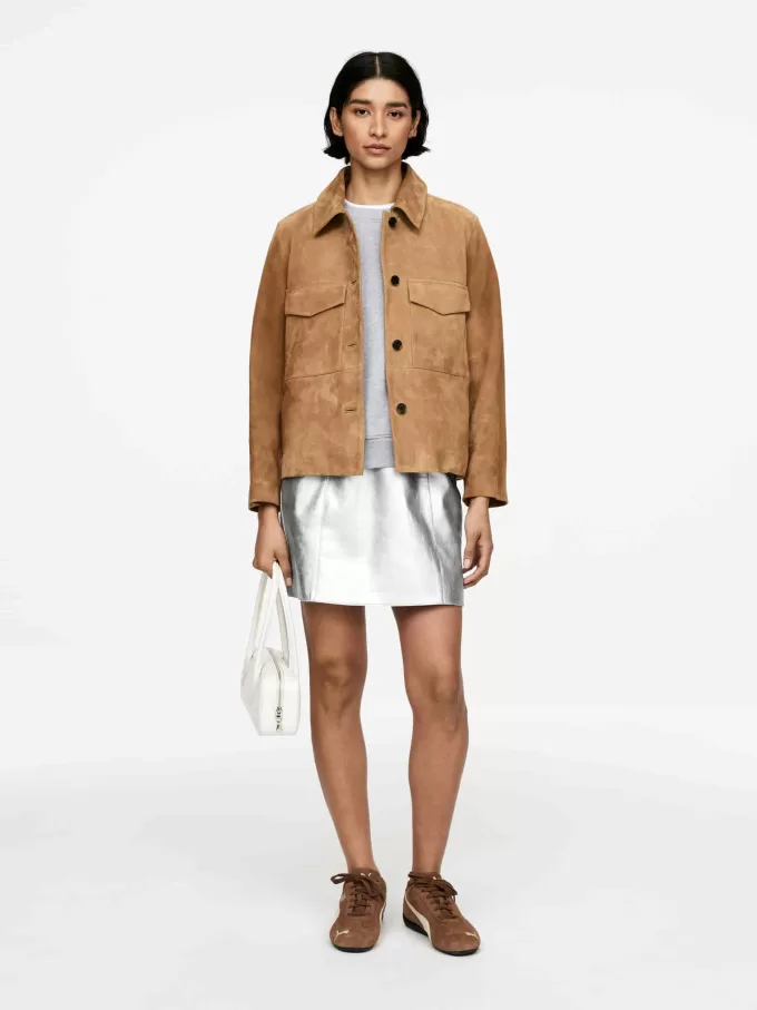 Falda de cuero metalizada Falda de cuero metalizada