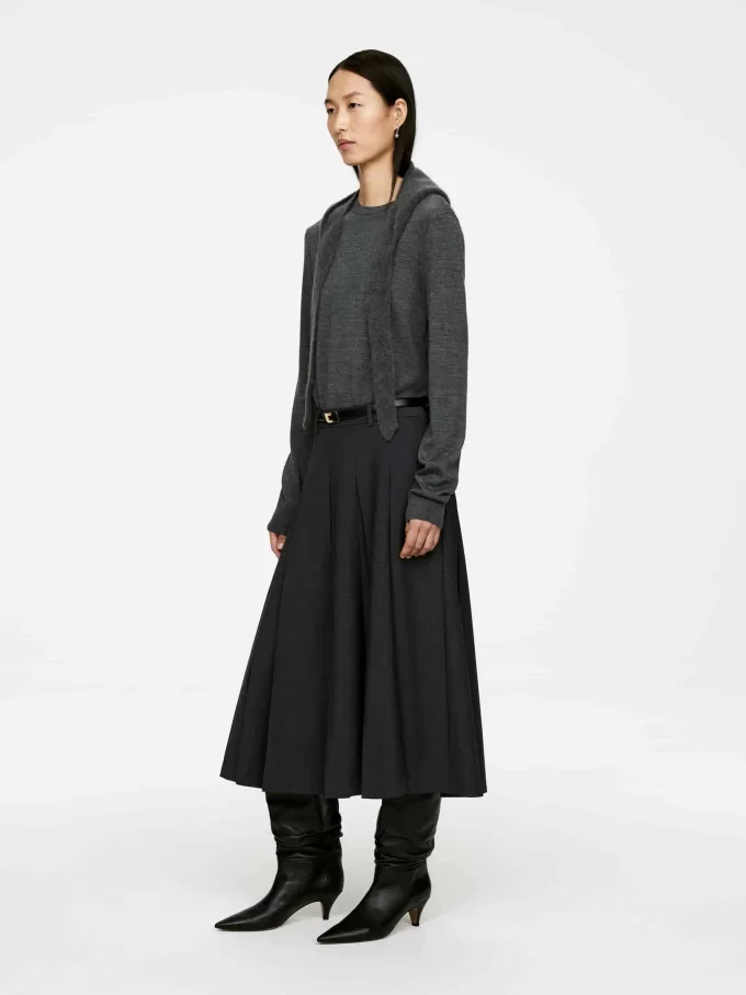 Falda plisada de mezcla de lana Falda plisada de mezcla de lana