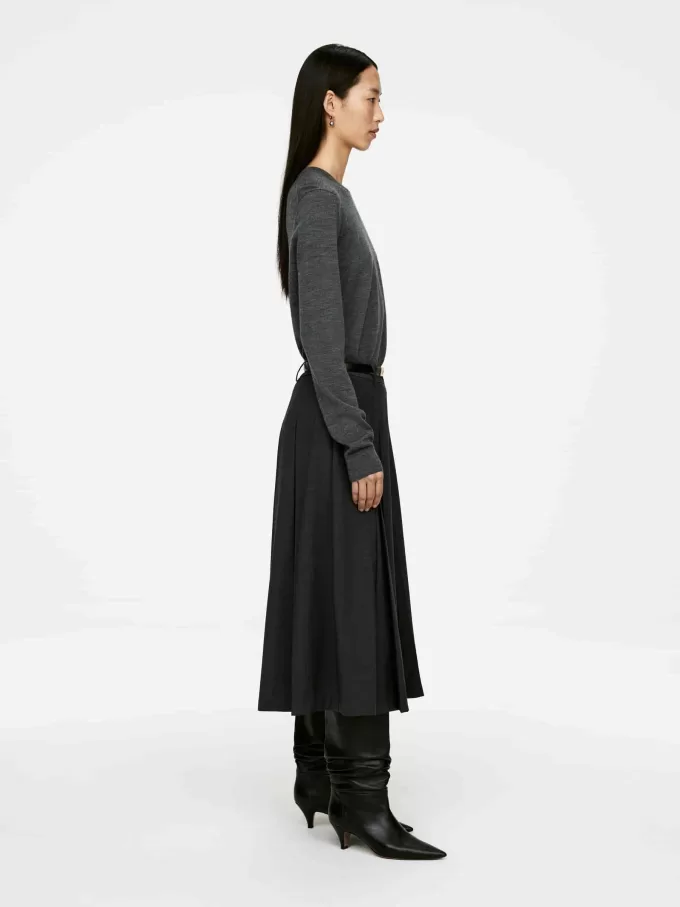 Falda plisada de mezcla de lana Falda plisada de mezcla de lana