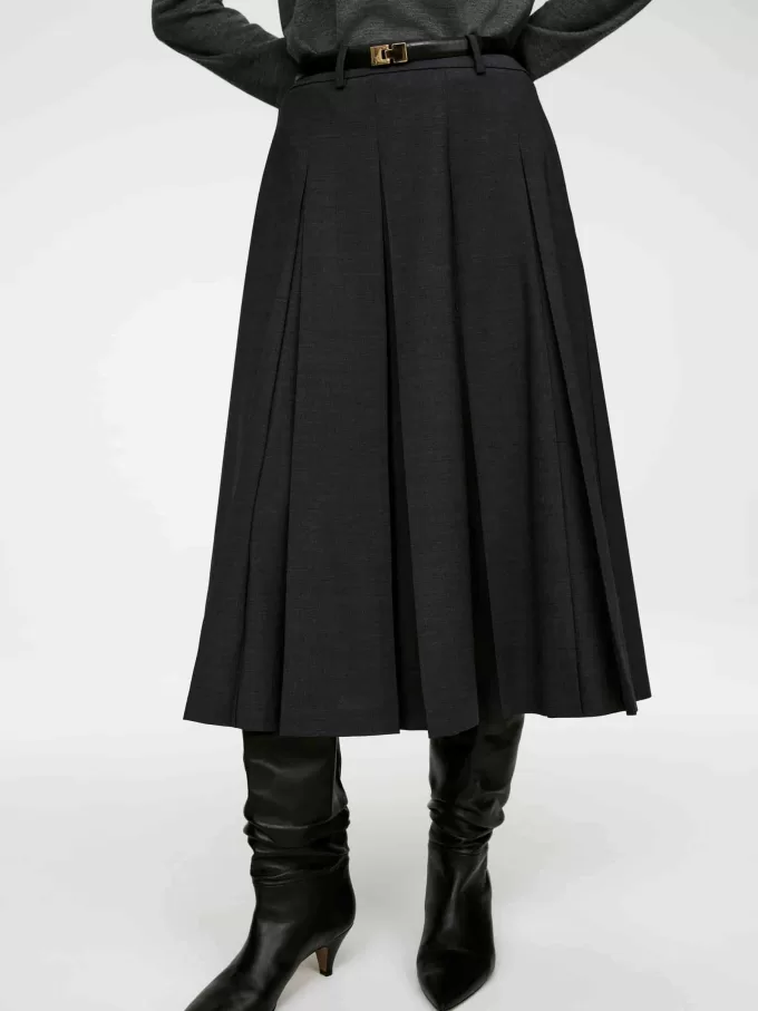 Falda plisada de mezcla de lana Falda plisada de mezcla de lana