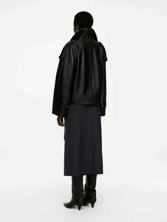 Falda plisada en mezcla de lana