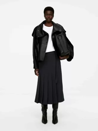 Falda plisada en mezcla de lana