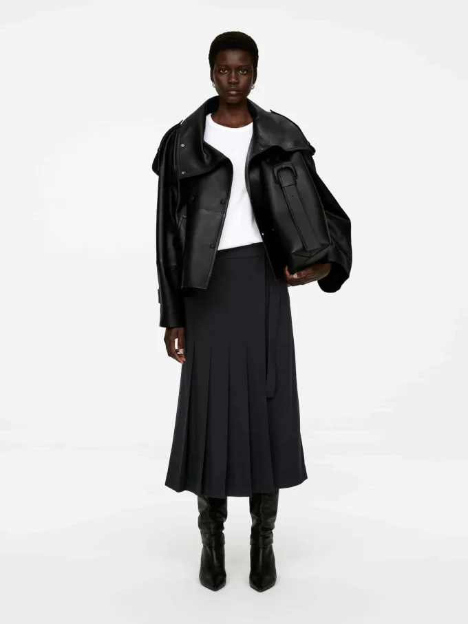 Falda plisada en mezcla de lana Falda plisada en mezcla de lana