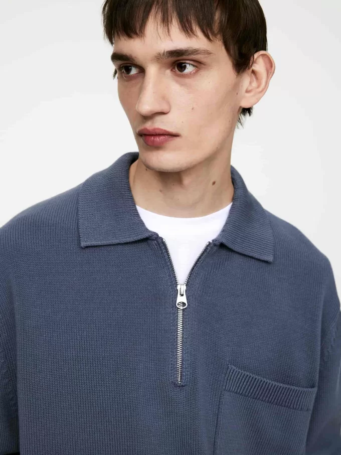 Jersey de algodón con media cremallera Jersey de algodón con media cremallera