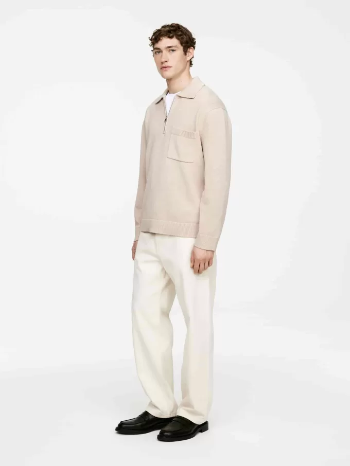 Jersey de algodón con media cremallera Jersey de algodón con media cremallera