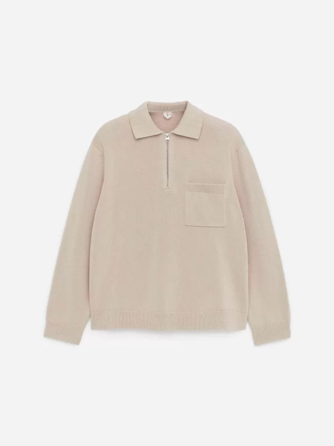 Jersey de algodón con media cremallera Jersey de algodón con media cremallera
