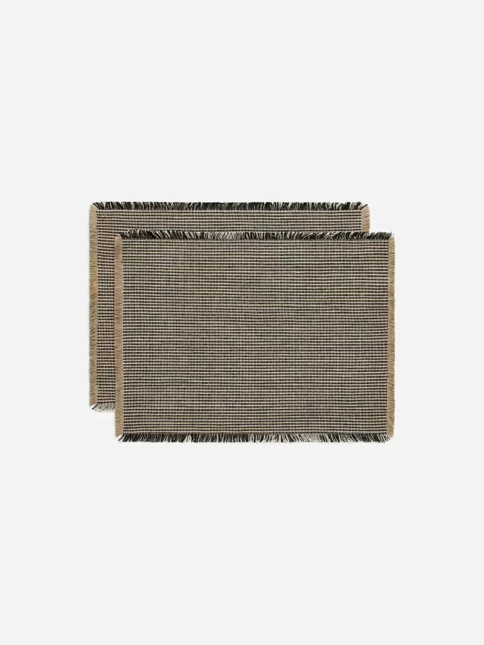 Juego de 2 manteles individuales de mezcla de lino Juego de 2 manteles individuales de mezcla de lino