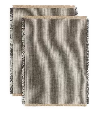 Juego de 2 manteles individuales de mezcla de lino