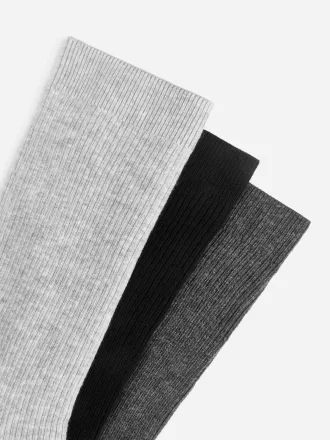 Juego de 3 calcetines de canalé de algodón