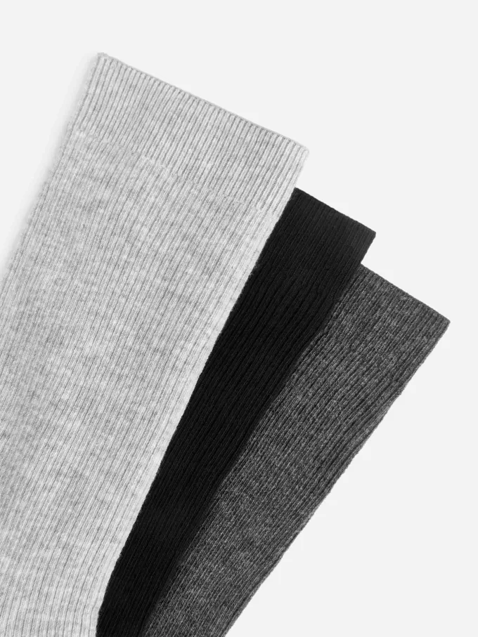 Juego de 3 calcetines de canalé de algodón Juego de 3 calcetines de canalé de algodón