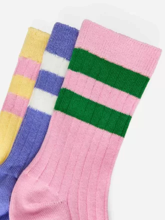 Juego de 3 calcetines de punto acanalado