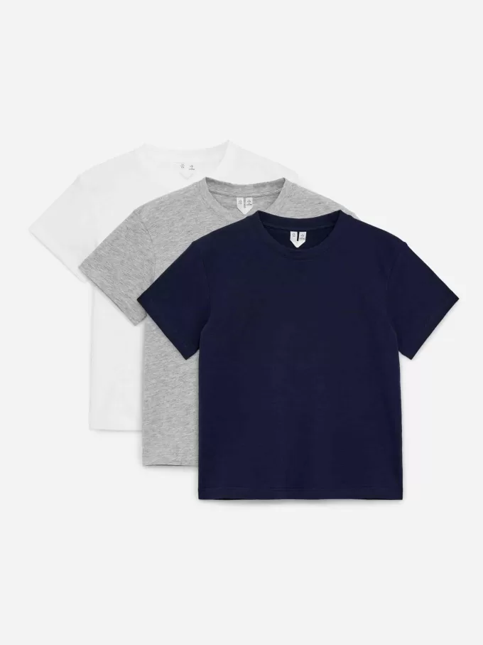 Juego de 3 camisetas con cuello redondo Juego de 3 camisetas con cuello redondo