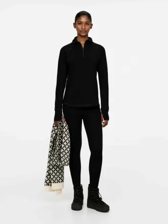 Leggings de canalé en mezcla de merino