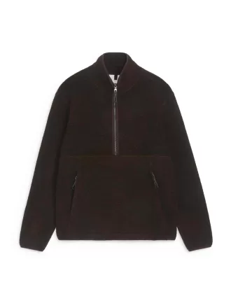 Media cremallera de pelo de mezcla de lana