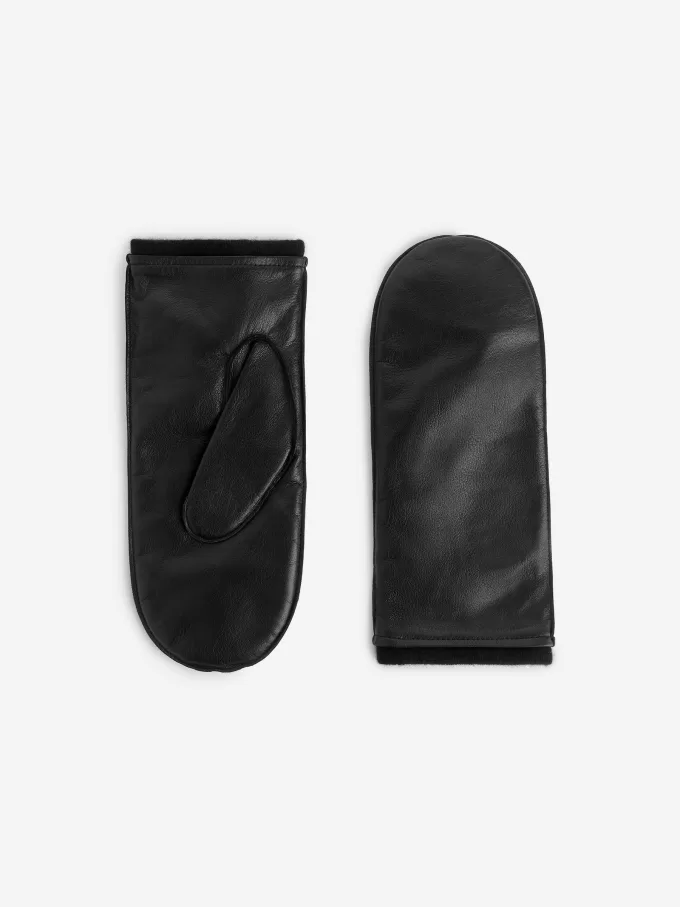 Mitones de cuero forrados