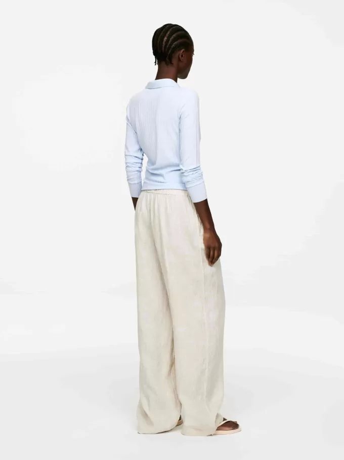 Pantalones de lino con cordón Pantalones de lino con cordón