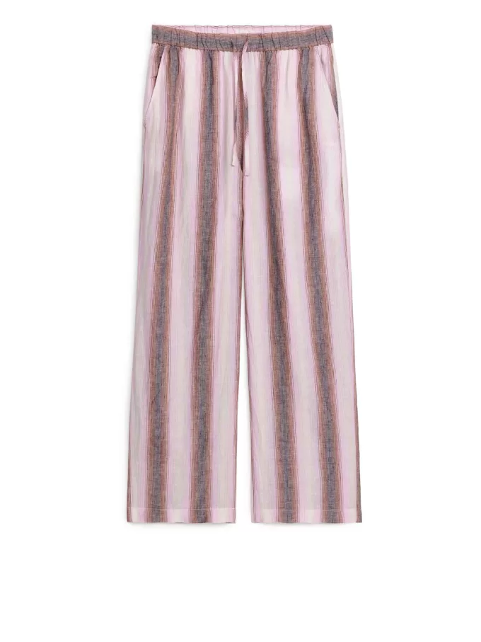 Pantalones de lino con cordón Pantalones de lino con cordón