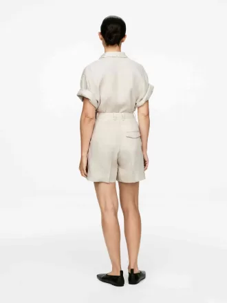 Shorts de lino de cintura alta