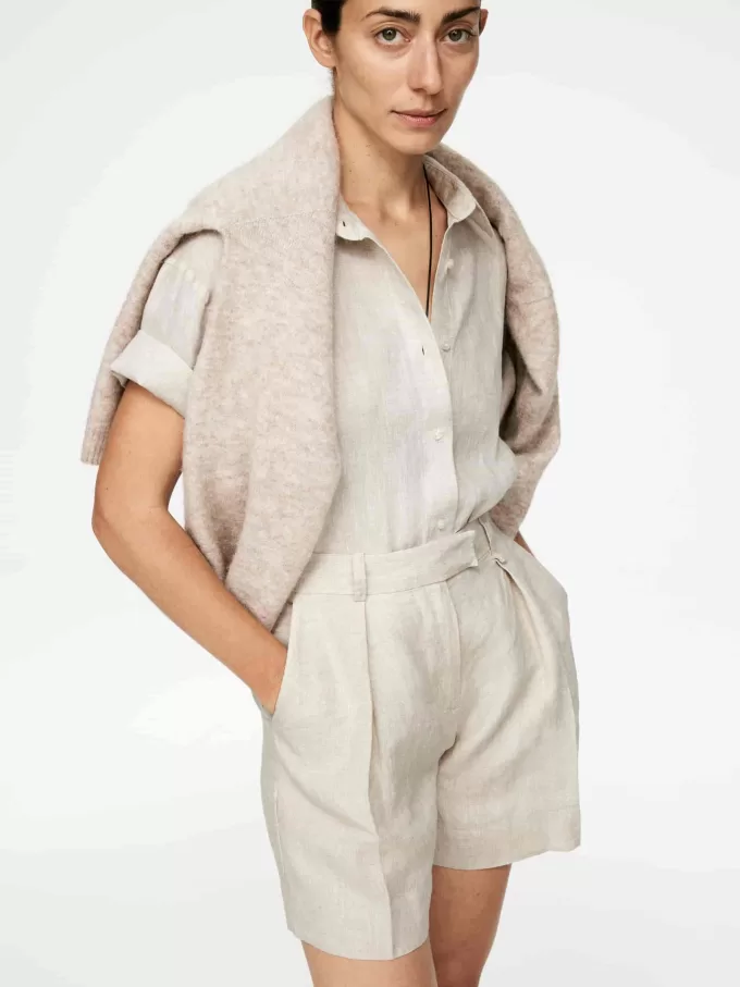 Shorts de lino de cintura alta Shorts de lino de cintura alta