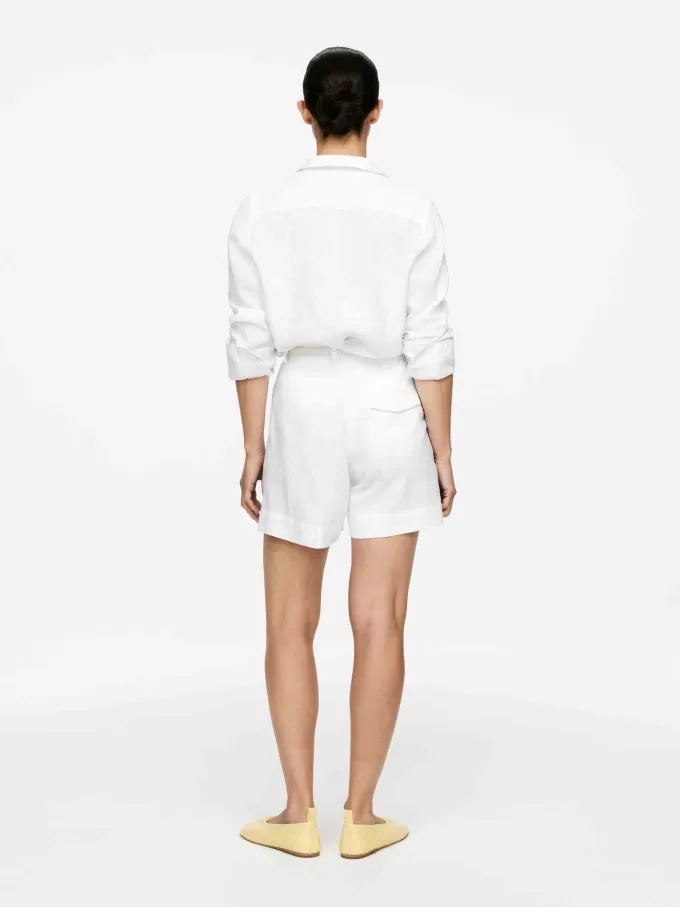 Shorts de lino de cintura alta