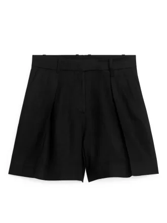 Shorts de lino de cintura alta