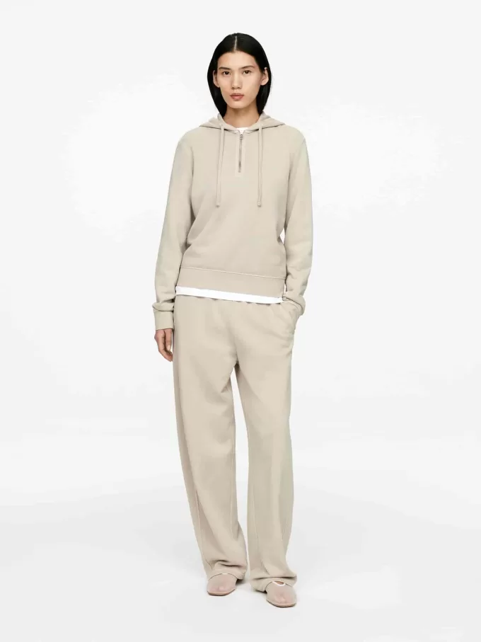 Sudadera con capucha de algodón con media cremallera Sudadera con capucha de algodón con media cremallera