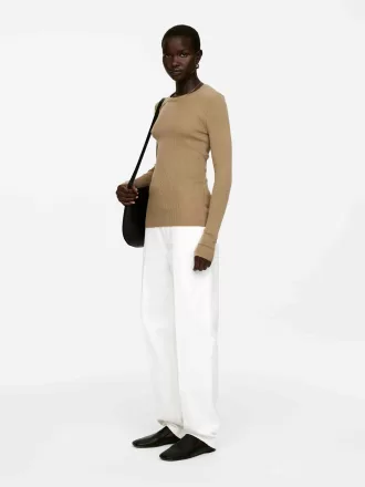 Top de merino de punto acanalado