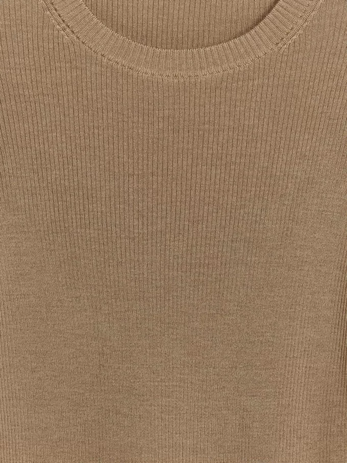 Top de merino de punto acanalado