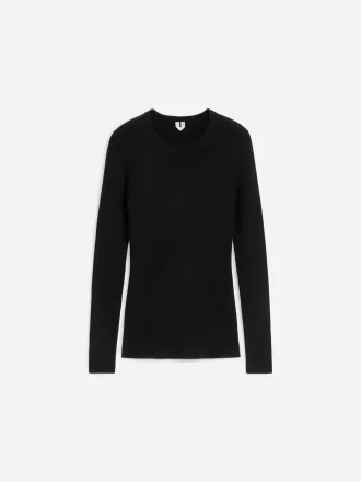 Top de merino de punto acanalado